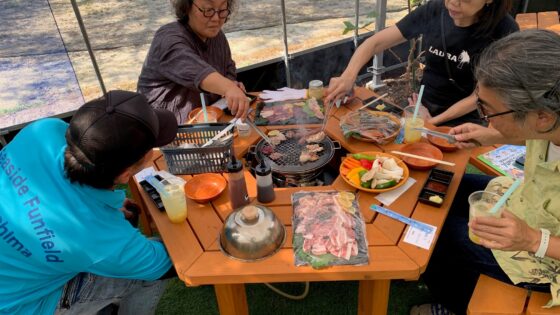 キャンプ場においてジビエBQQを堪能してもらいました。